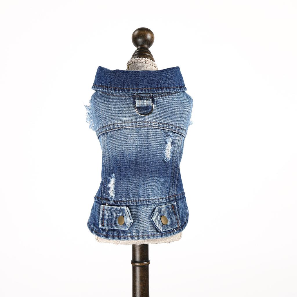 Pet Clothes Autumn and Winter New Small Dog Puppies Happy Dog Cat Warm Comfortable Retro Cool Denim Clothes