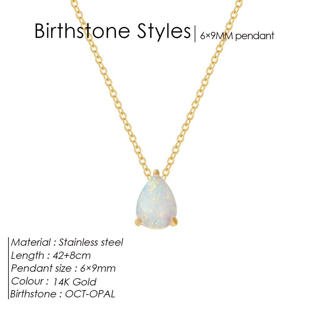 Teardrop Pear-Shaped Zircon Necklace, Titanium Steel with December Birthstone, Non-Fading Vacuum-Plated Jewelry