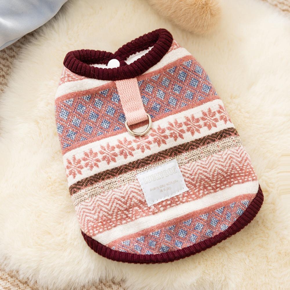 Retro Snowflake Vest Cotton Coat Small Dog Cat Autumn and Winter Thickened Pet Dog Clothes