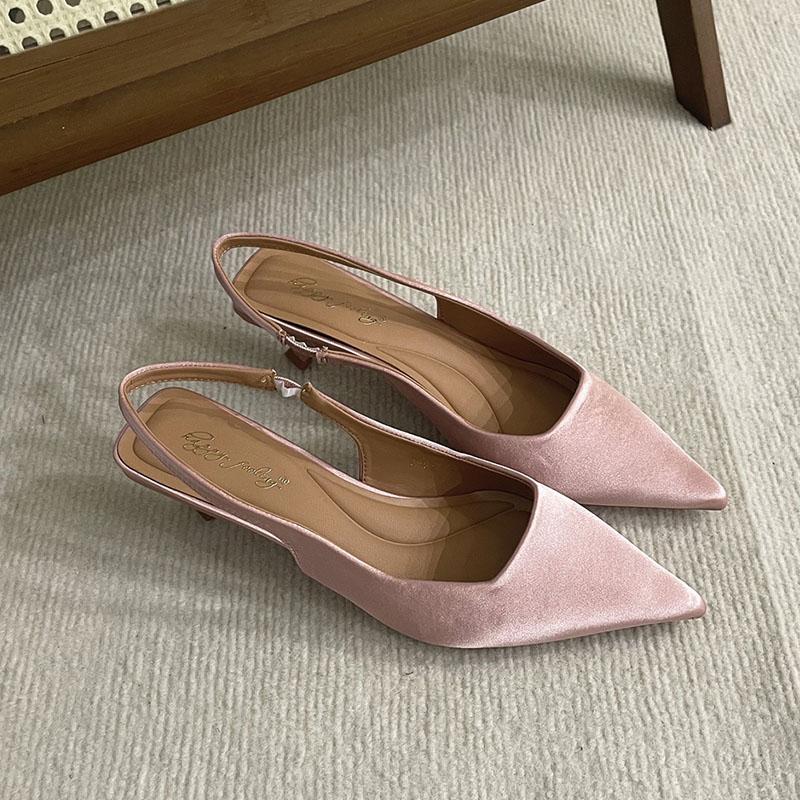 Fashion Female Slip On Footwear Shallow Ladies Low Heel Sandals Shoes Fashion Pointed Toe Women Heeled Sandals Pumps Shoes