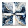 4pcs Blue Marble Pillow Covers 45x45cm Abstract Fluid Art with Gold Veins On White Base for Sofa Bed Decor Cotton Blend