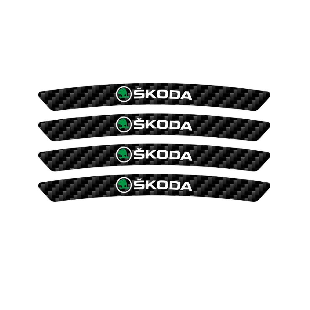

2025 New 4Pcs Car Styling Carbon Fiber Curved Rims Sticker For Skoda Kodiaq Fabia Kamiq Karoq Octavia 3 A5 A7 Rapid Scala MK2 MK