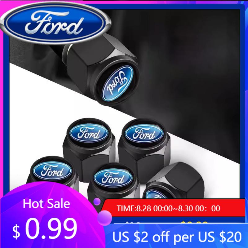 Nuovo 2026 Adesivo per Auto 5pz Tappo Valvola Pneumatico Ruota Auto in Metallo Coprivalvola Aria per Ford Fiesta Mustang EcoSport ESCORT Ranger Fusion Ka