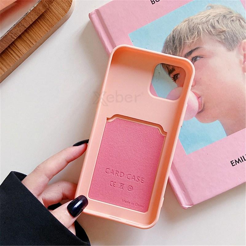Soft Silicone Phone Case For iPhone 13 Pro Max 12 11 Card Slots Pocket Wallet Back Cover for Samsung S21 A32 Xiaomi Poco M3 Pro Redmi 9T