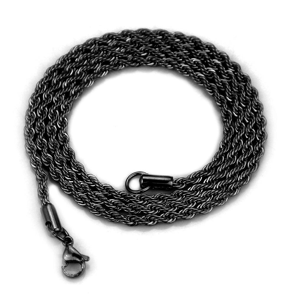 Unisex Titanium Steel Twist Chain Necklace - European & American Hip Hop Style
