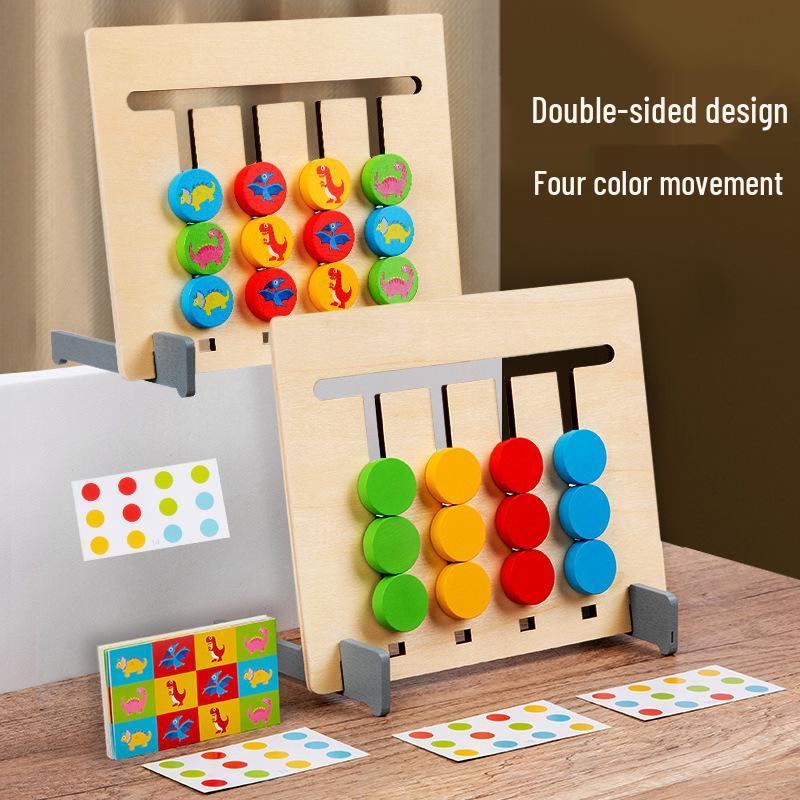 Double-Sided Four-Color Chess Logic Puzzle Toy for Ages 2-3 - Montessori Early Education Game
