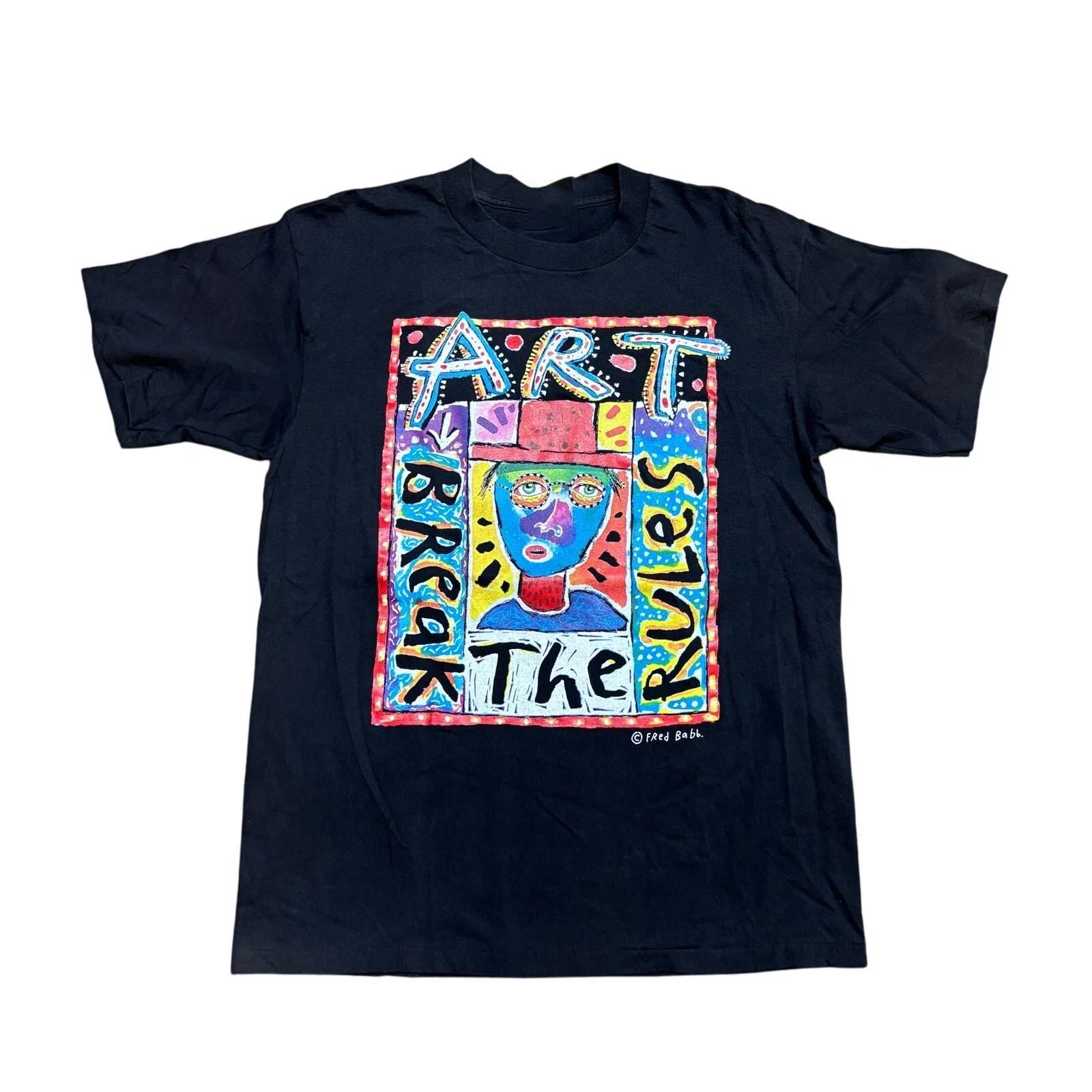 

Vintage 90s Fred Babb Art Breaks The Rules Shirt NP073 FREE SHIPPING 3XL