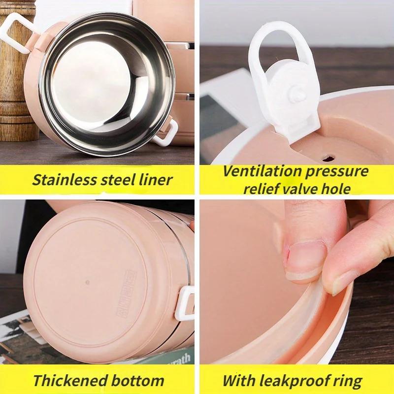 Portable Stainless Steel Thermal Lunch Box Multi-Purpose Microwave Bento Box With Lids Suitable for Home Use or Take-Out