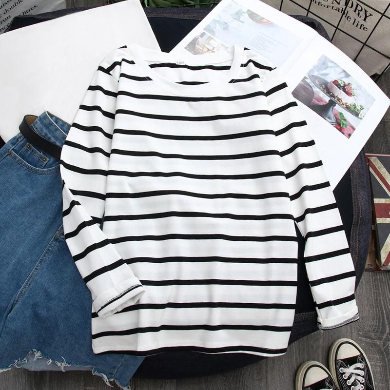 

Женская свободная летняя футболка с круглым воротником и полосками, повседневная, с длинным рукавом XL