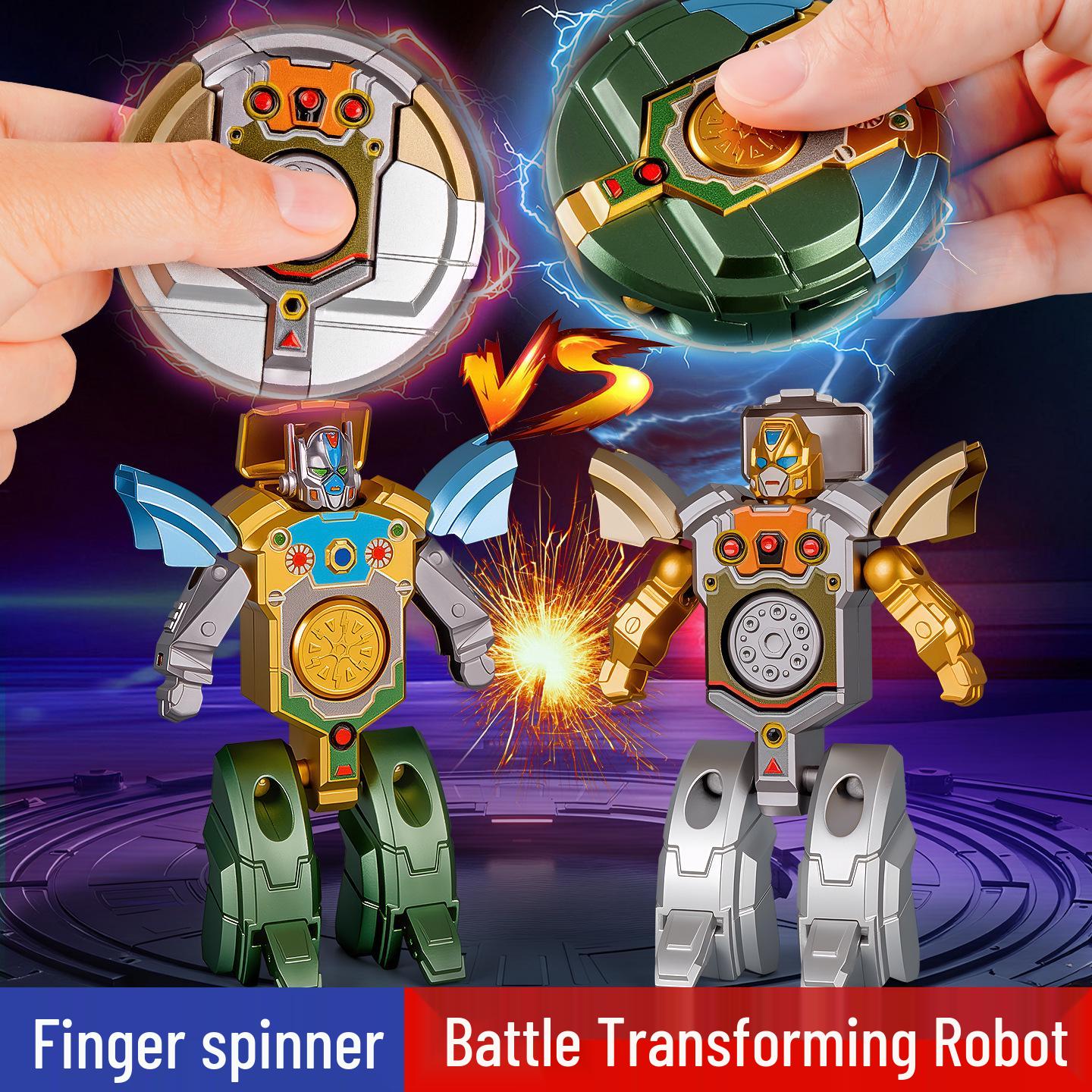 Cross-Border Transforming Robot Finger Spinner: Children s Decompression Toy
