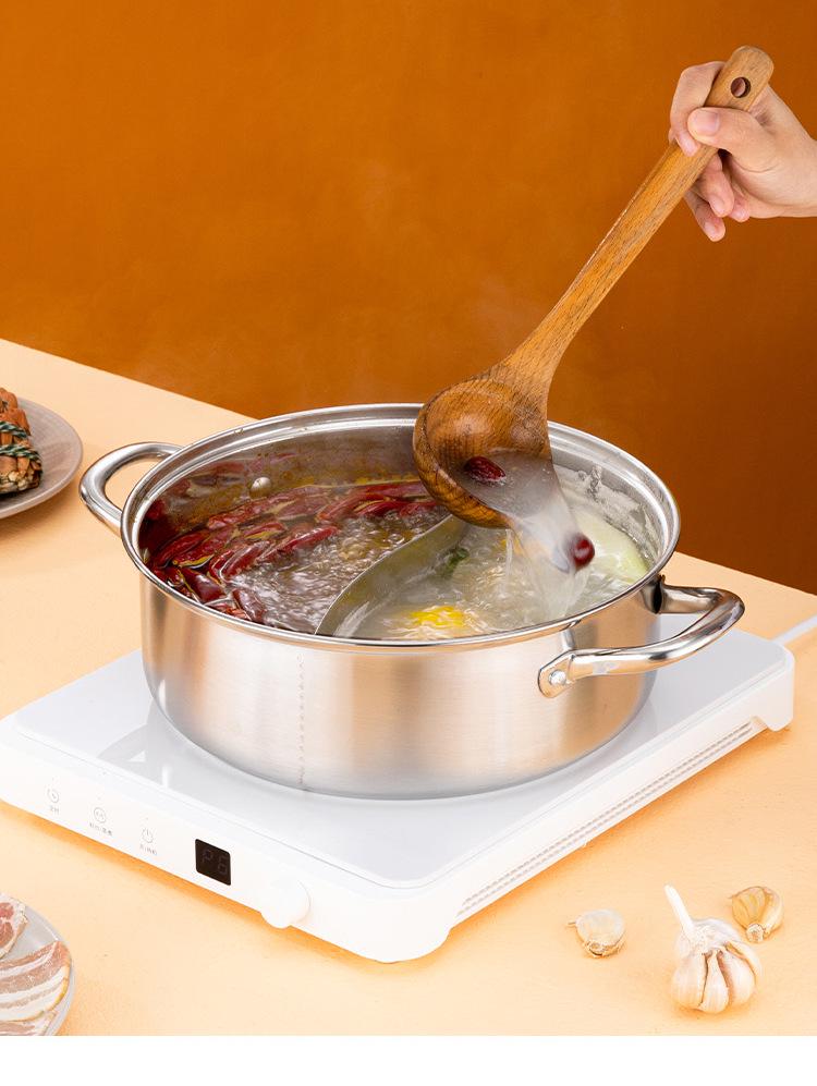 Extra-Thick Stainless Steel Double-Flavored Hot Pot - Large Capacity Shabu-Shabu & Dry Pot