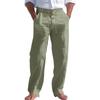 2026 Men's Casual Breathable Cotton Linen Trousers - Solid Color, Four Seasons Straight, Loose Fit Sweatpants