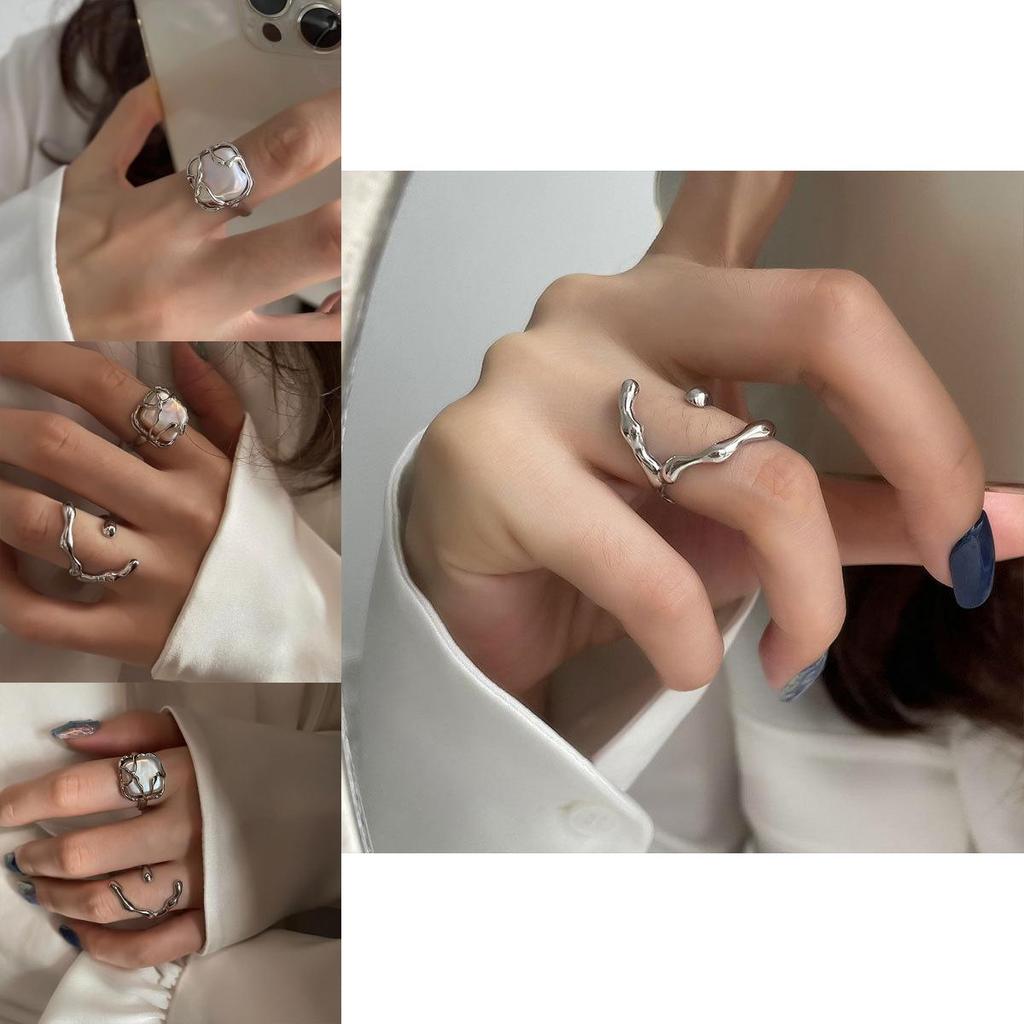 Elegant 925 Silver Ring For Women With Pearl Geometric Design High Fashion Style