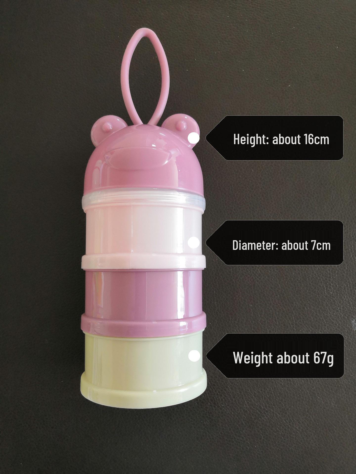 

Портативная многослойная мультяшная коробка для детской молочной смеси и перекусов с независимыми отделениями розовый