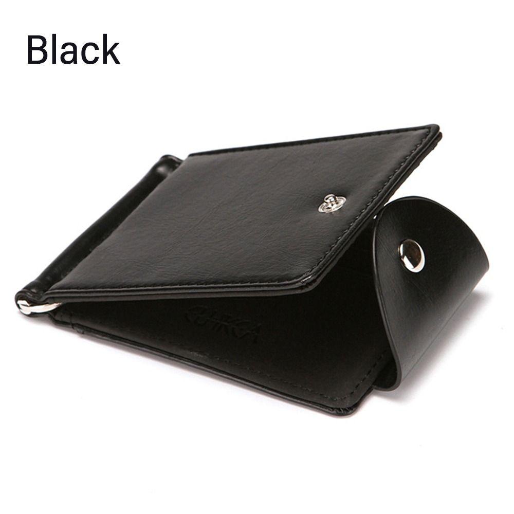 PU Leather Slim Wallets Vintage Men Wallet Business Short Leather Purses Bifold Money Clip Simple ID Card Holder