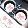 2pcs Non-Slip Pink Bow Pattern Vehicle-Mounted Cup Holder, Universal Cup Holder, Water Absorption Coasters, Car Interior Design Accessories