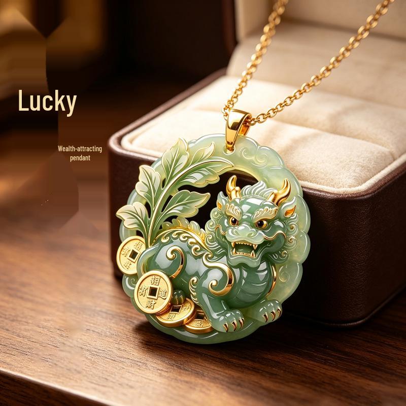 Pixiu Wealth-Attracting Enamel Pendant Necklace - Light Luxury, High-End Clavicle Chain with Niche Design