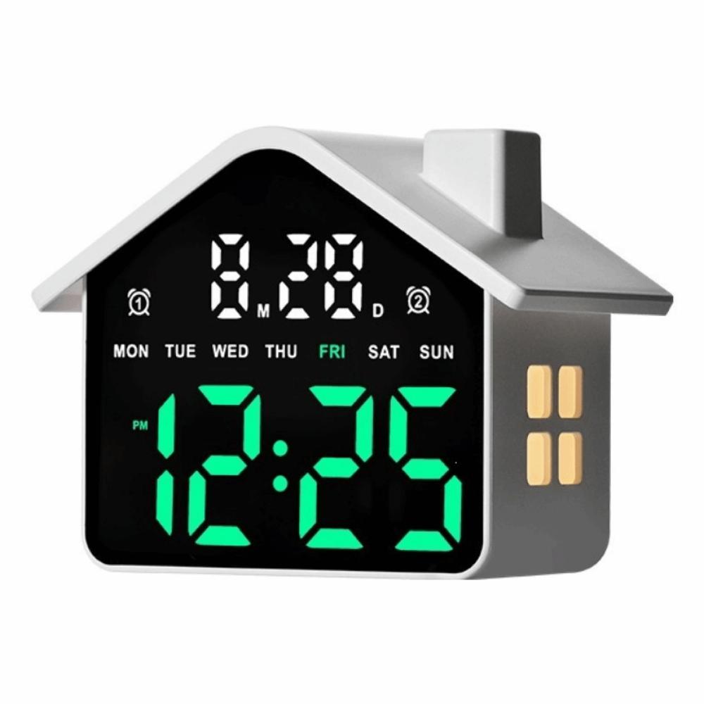 Night Light Electronic Clock Minimalist Digital Table Clock LED Alarm Clock  Table Clock white and green