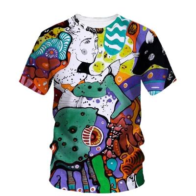 Summer Originality Abstract Graphic T Shirts Men Trend Personality Casual Kaleidoscope Printed Round Neck Short Sleeve Tees