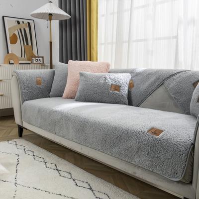 Modern Sofa Towel Solid Color Sofa Covers For Living Room Winter Lamb Wool Couch Cover Thicken Plush Soft And Smooth Anti-slip