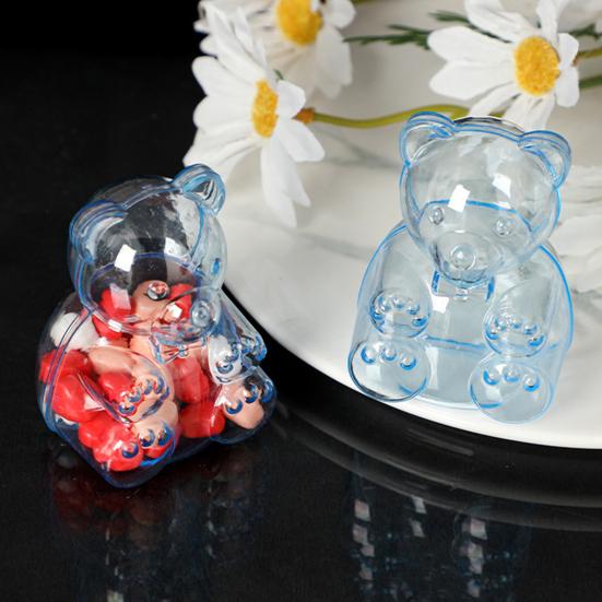 2 Stück Süße Bärenförmige Süßigkeitenschachteln Klare Füllbare Leckerli-Behälter Wiederverwendbare Feiertagssüßigkeiten-Geschenkbox für Junggesellinnenabschied Hochzeit Weihnachtsfeier Gastgeschenke