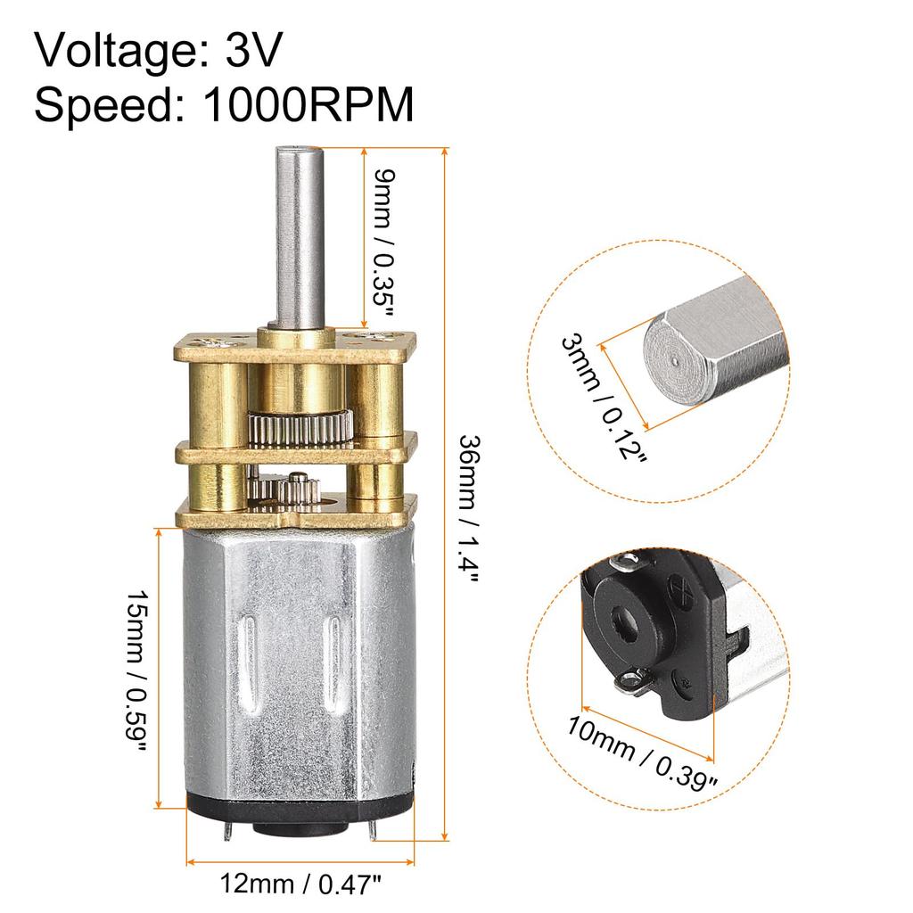 Rebower Micro Reduction Gear Motor with Full Metal Gearbox, 900RPM DC 3V, 2 Pieces for DIY RC Aircraft and Model Cars