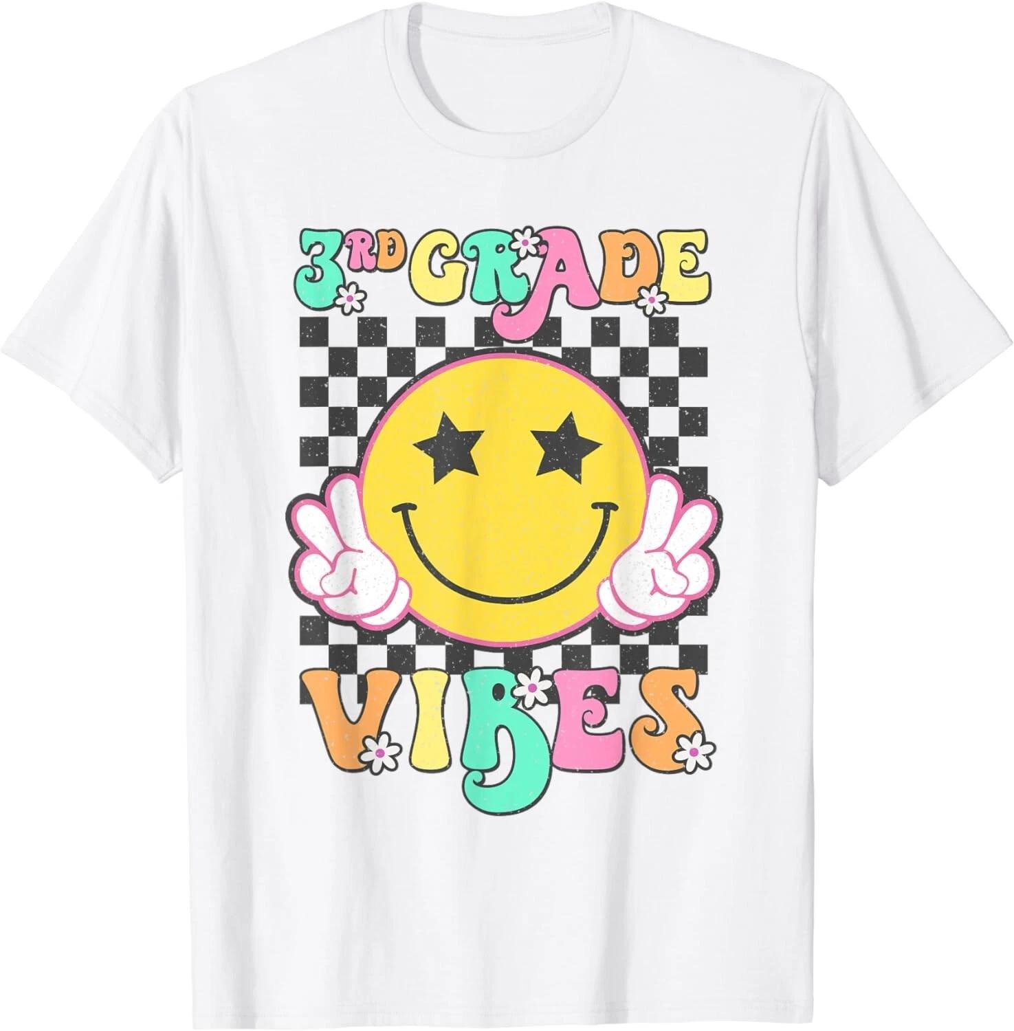 Girls 3rd Grade Vibes Smile Face Back to School Third grade Gift Unisex T-Shirt 3XL