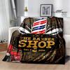 Barbershop retro print blanket children's warm flange blanket home travel blanket bed linings Picnic blanket birthday gift