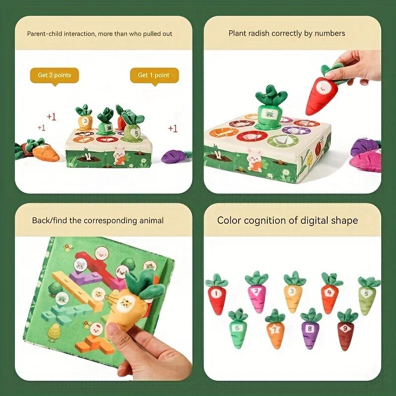 Baby Teether Toys, Chewable Plush Carrot With Rattle Sound, Sensory Learning Toy For Newborns, Montessori Pulling Activity