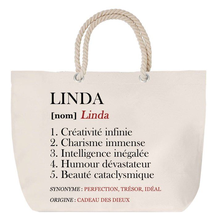 Sac de plage anse corde - PLANETEE - Linda - Grand format - Coton - Personnalisé (message imprimé)