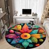 1pc Floral Mandala Office Round Area Rug, Under Office Chairs Bedroom Living Room Home Decor, Room Deco