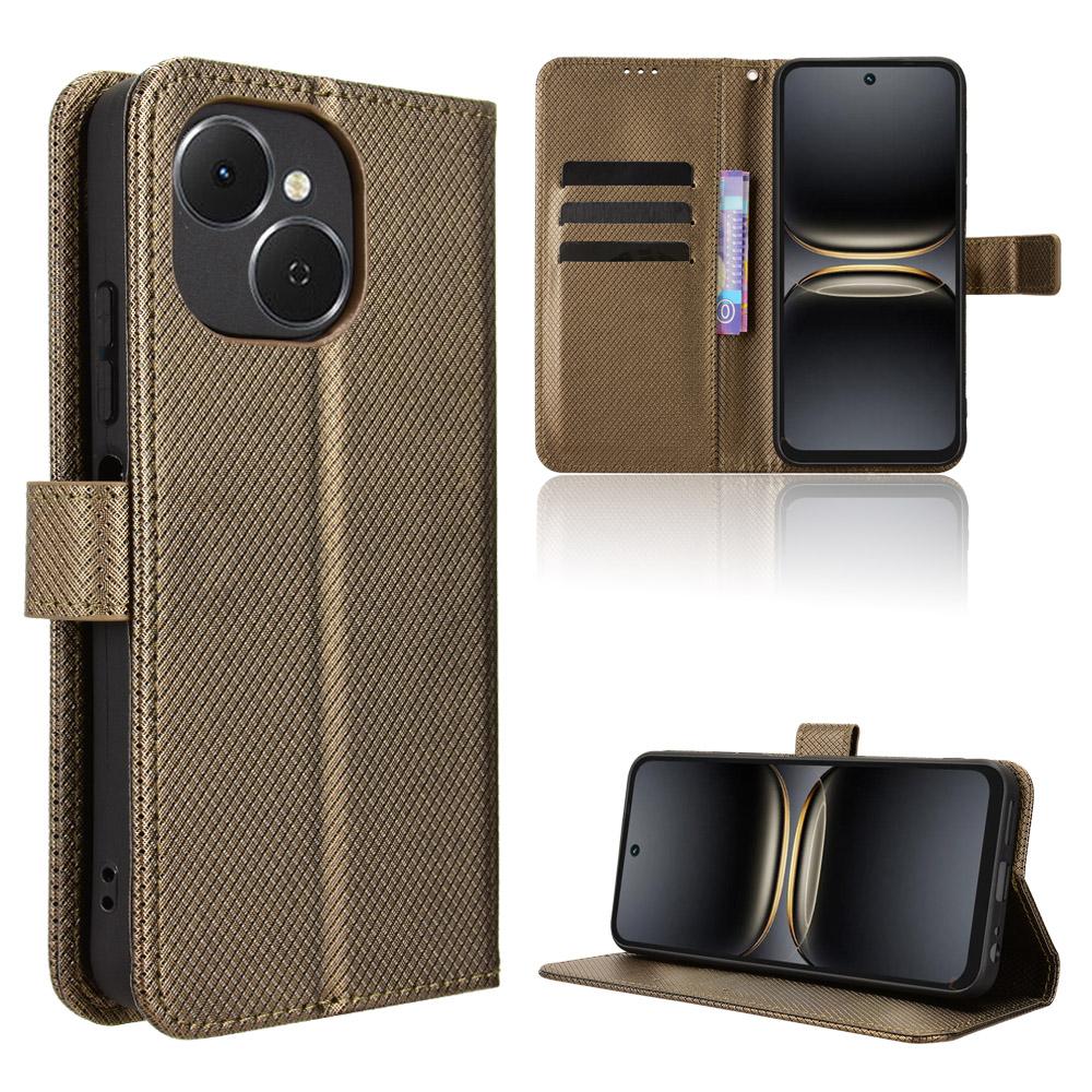 For TECNO Spark 40C Leather Wallet Case with Strap Diamond Texture Phone Cover