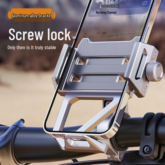 Aluminum Alloy Phone Holder for Bicycles, Scooters, Motorcycles & Food Delivery Navigation Bright Moon Silver