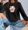 Women's Loose Crew Neck Hoodie, Relaxed Fit, Ideal for Home Lounge