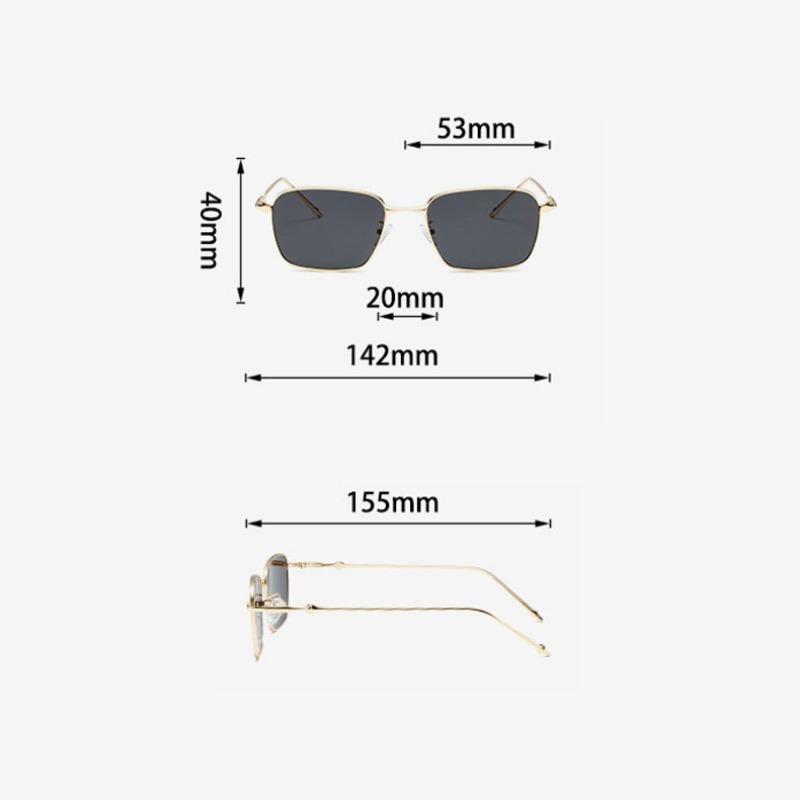 UV400 Rectangle Sunglasses Trendy High-Quality Metal Frame Punk Sun Glasses Travel Shades for Women & Men