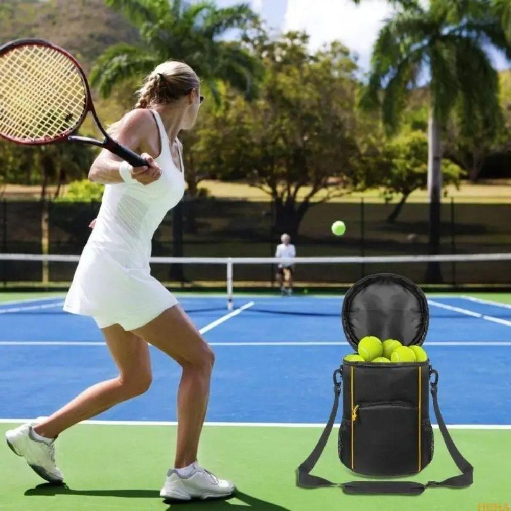 Two Way Zippers Tennis Storage Bag Shoulder Strap Tennis Balls Holder Bag  Racket Sports