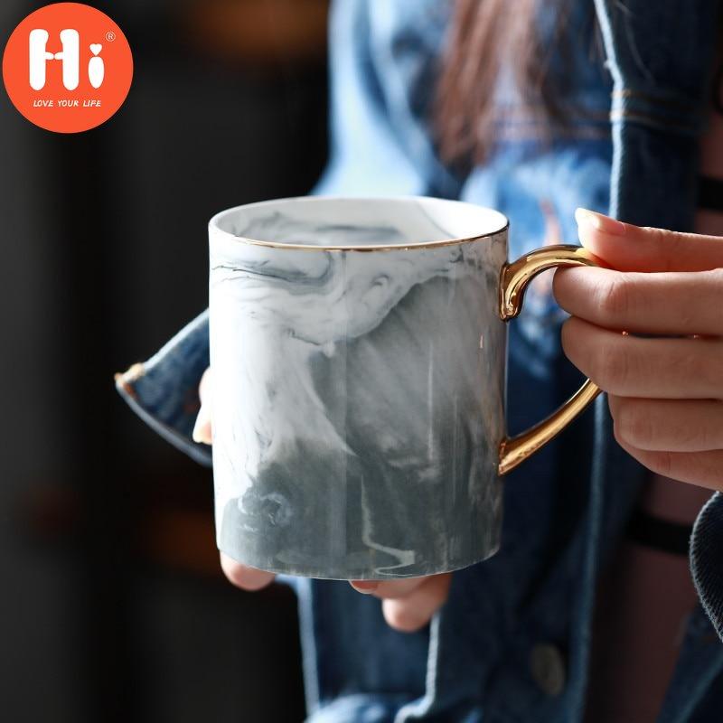 Hi European Style Creative Mramor Zrno Phnom Penh Hrnky na kávu Porcelán Snídaňový šálek na mléko Kancelářský šálek Nádobí na čaj pro dárky