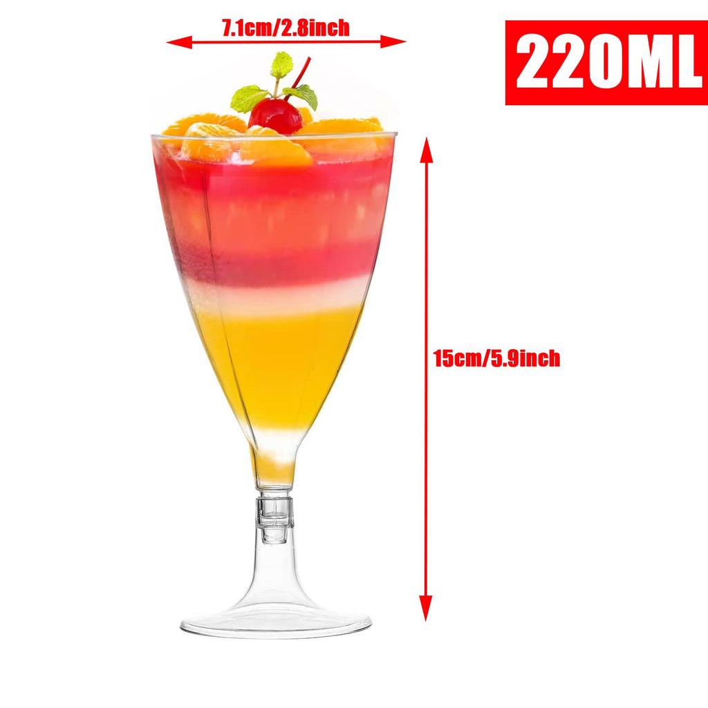 Disposable High-Stemmed Champagne Flute, Dessert Cup, Red Wine, and Cocktail Glass