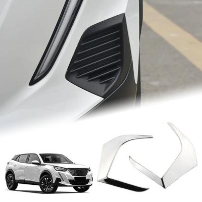 For Peugeot 2008 2019-2023 E2008 2020-2022 Front Fog Lamp Trim Silver 2pcs Stainless Steel Foglight Trims Accessories