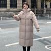 Long Puffer Jacket for Women Winter Warm Hooded Coat with Zip Thickened Long Sleeve Down Coat with Pockets