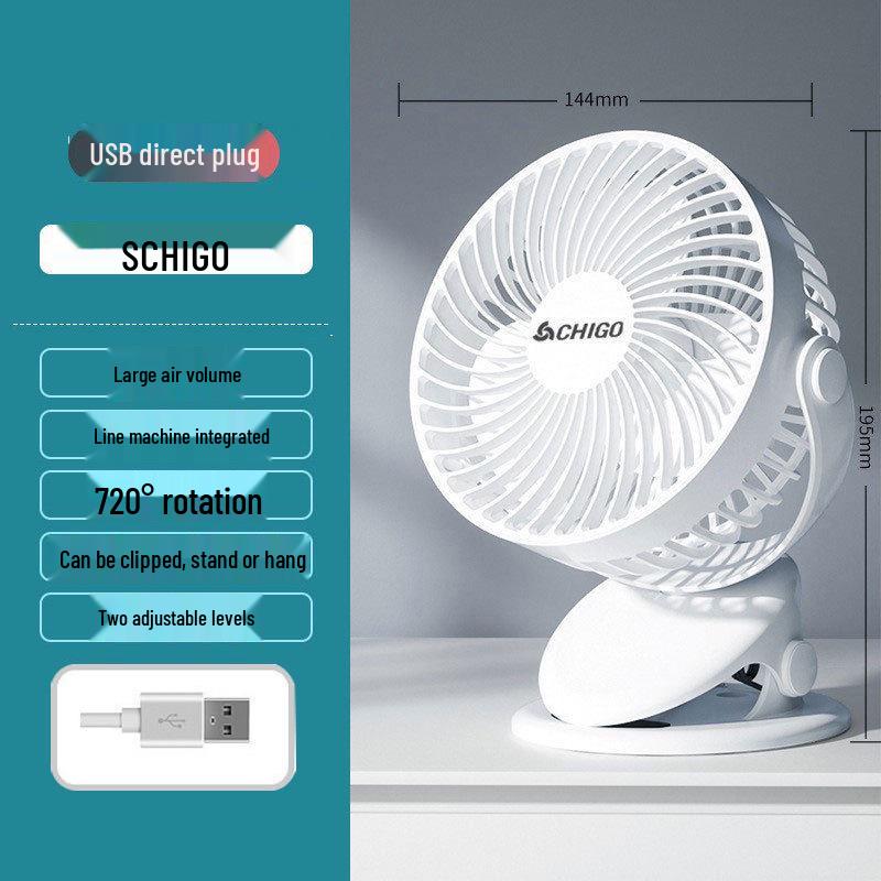 Zhigao USB Rechargeable 6-inch Clip-On Fan and Desk Lamp with Remote Control 6-inch
