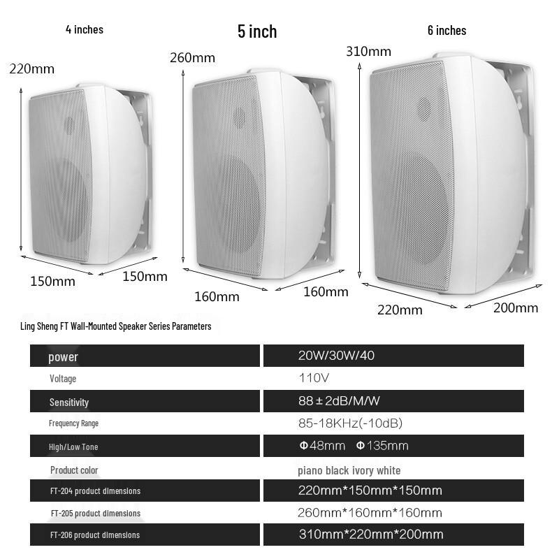 Lingsheng FT-204 Wall-Mounted Passive Speaker System (CN Version)