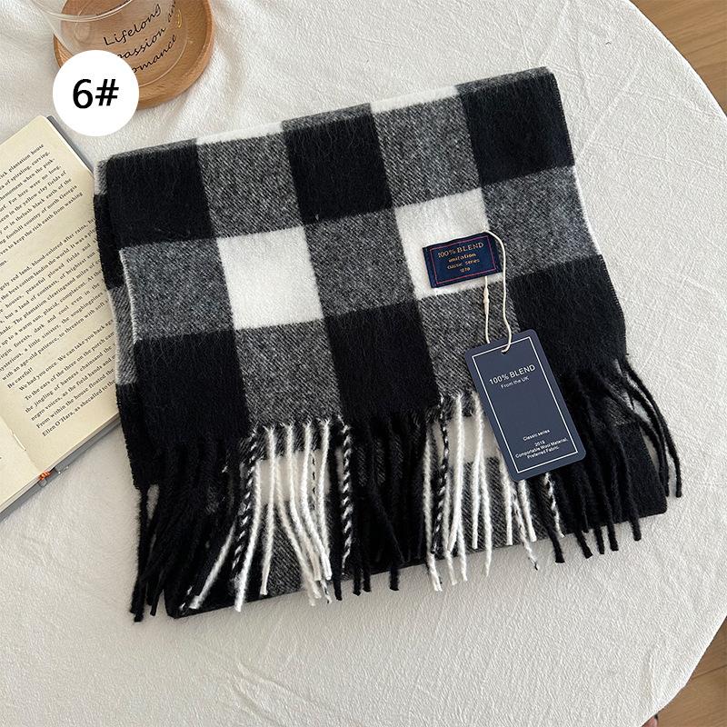 Autumn and Winter Color Blocked Plaid Scarf Winter Warm Scarf Warm and Versatile Plaid Scarf