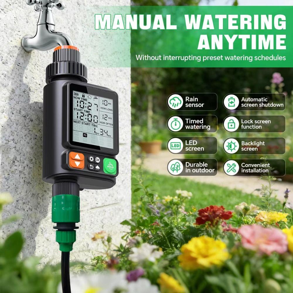 LCD Display Digital Water Flow Meter IPX5 Waterproof Electronic Water Meter  Garden Irrigation