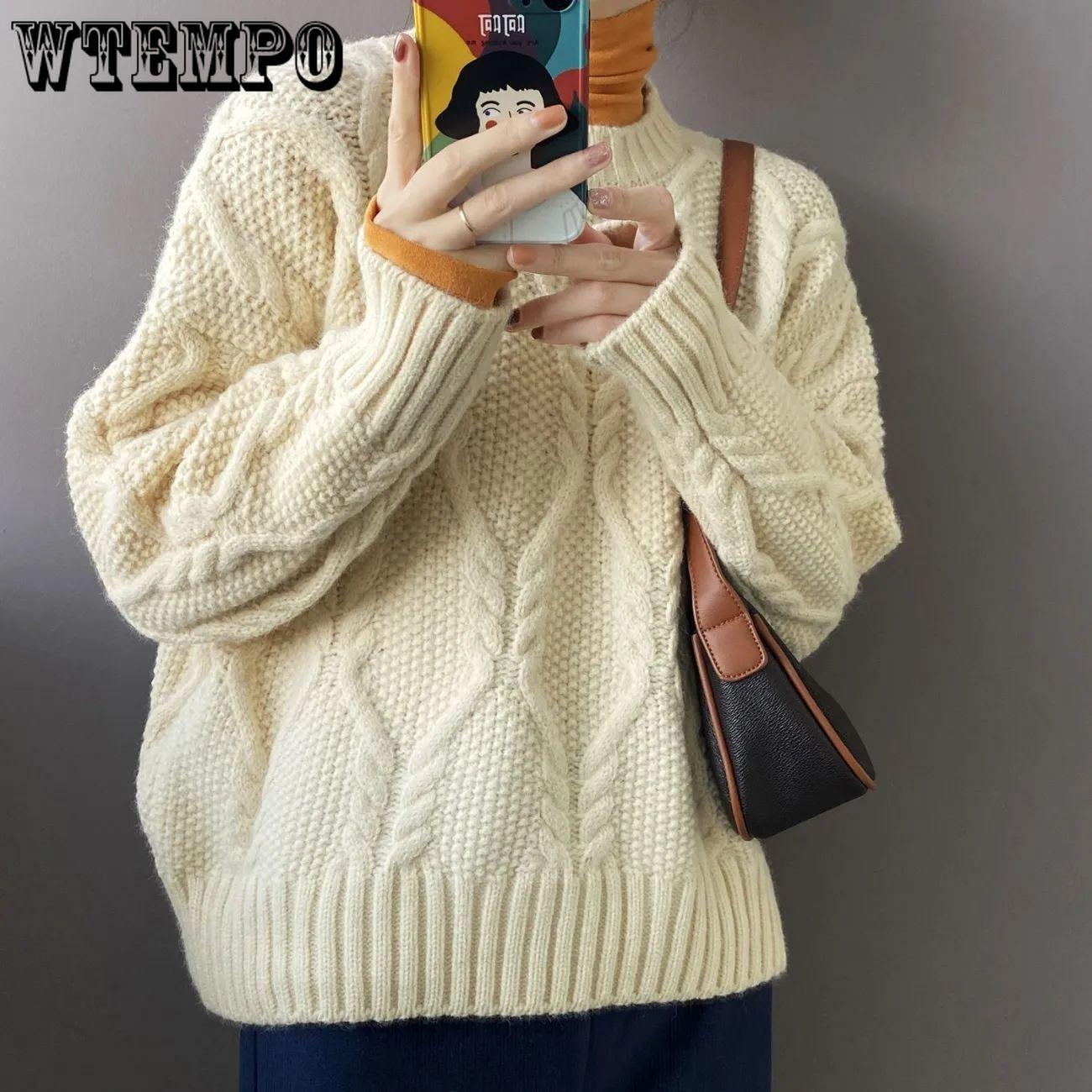 

Осінньо-зимовий светр з плетеними косичками для студенток, вільний, потовщений в язаний топ S