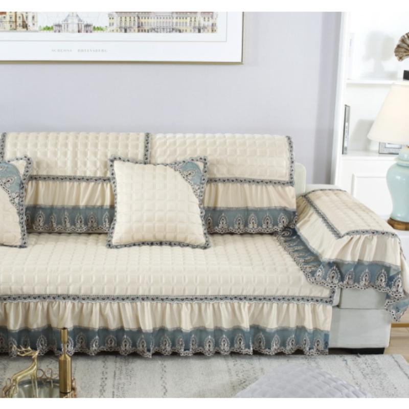 Cotton Swallowtail Style Sofa Cover European Thickened Lace Sofa Bed Cover Sofa Lattice Pillow Non-slip Sofa Towel Combination Living Room Home Decor