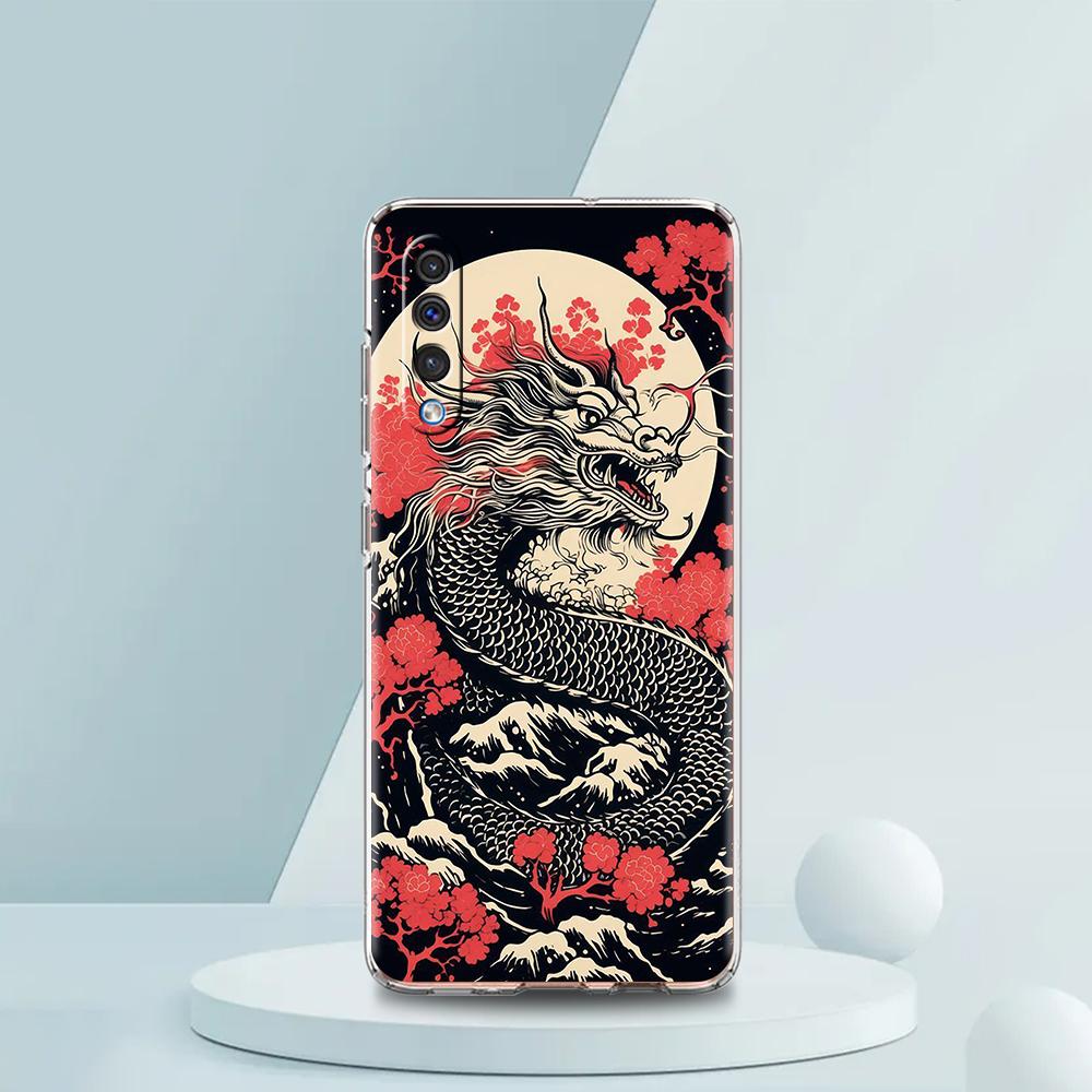 Transparent Phone Case for Samsung Galaxy A16 A14 A12 A22 A24 A42 A06 A20 A30 A40 Soft TPU Cover Illusory Color Chinese Dragon