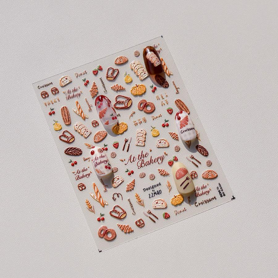 Autocollant Mignon 5D Relief Gaufré pour Nail Art Manucure Couleur Cœur Décalcomanie Design Gelée Beignet Sucette Bonbon Fraise Fruit