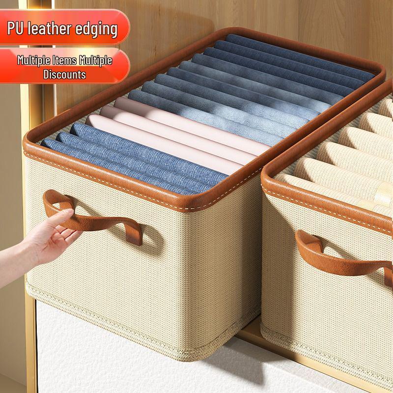 Wardrobe Storage Box: Cotton Linen Foldable Organizer for Clothes and Pants