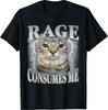 Rage Consumes Me Funny Silly Staring Cat Meme T-Shirt